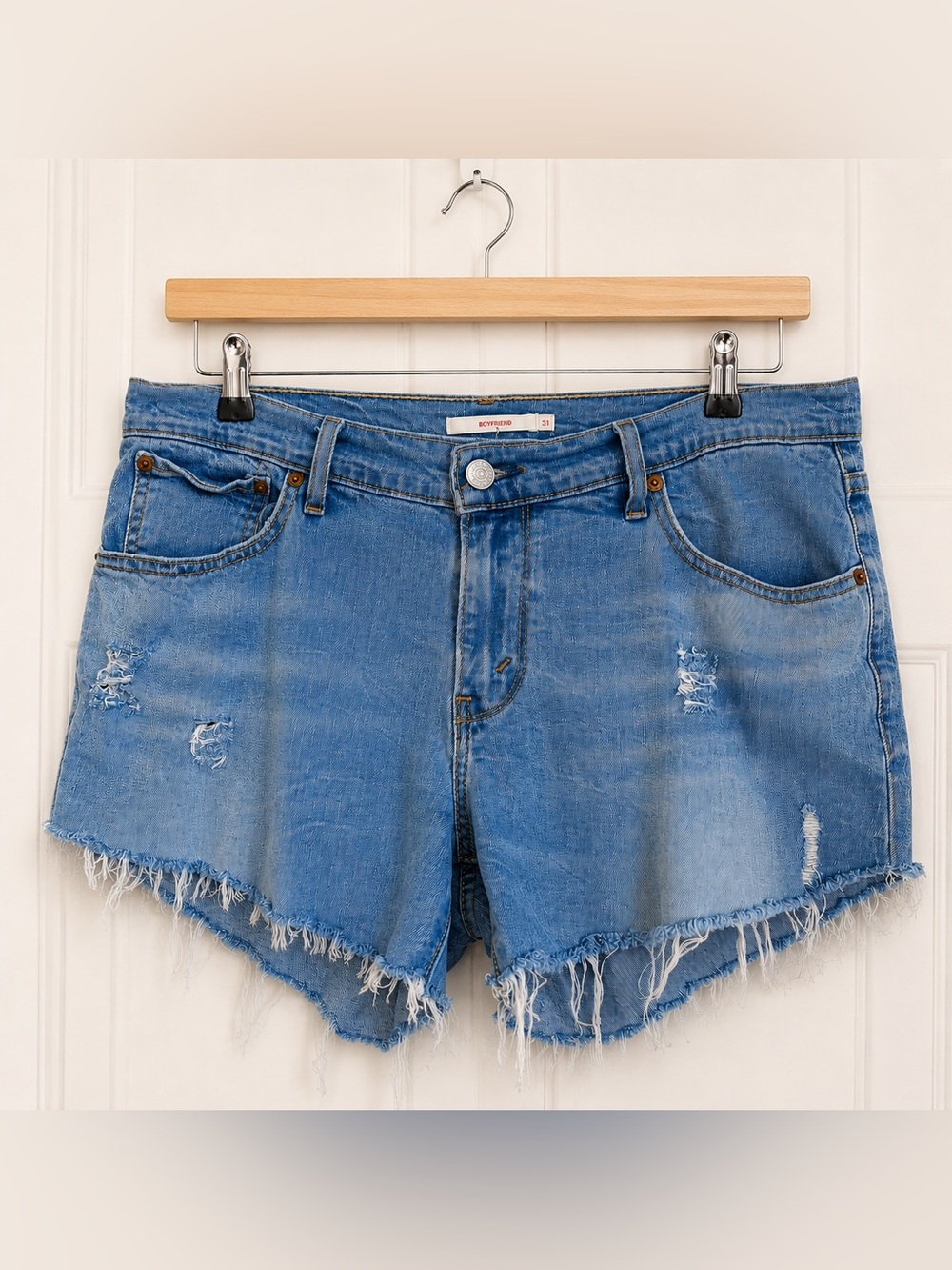 Levi’s Boyfriend Distressed Denim Jorts Heritage Americana Mid Size Fashion 10